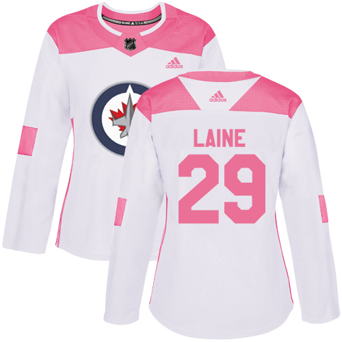 Adidas Jets #29 Patrik Laine White/Pink Authentic Fashion Women's Stitched NHL Jersey